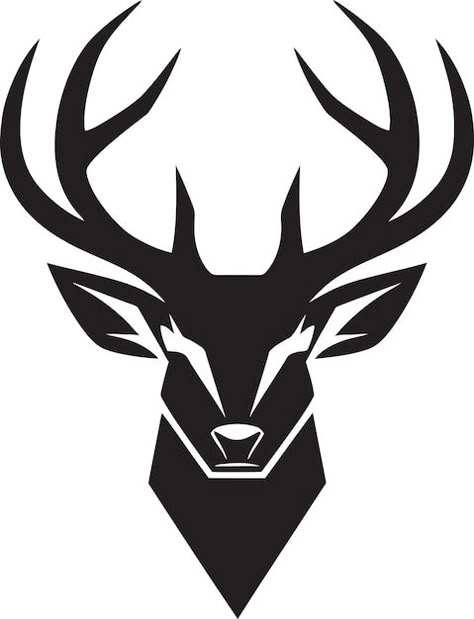 Stag silhouette deer head vector illustr... | Premium Vector #Freepik #vector #nature #sign #background #black Animal Logos Ideas, Animal Silhouette Stencil, Deer Svg Free, Deer Head Outline, Deer Design Logo, Deer Symbol, Black Deer Head, Deer Icon, Stag Illustration