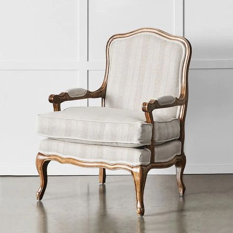 Restauration Hardware, French Armchair, Provincial Home, French Provincial Furniture, French Dining Chairs, French Arm Chair, Arm Chair Styles, Linen Armchair, Linen Chair