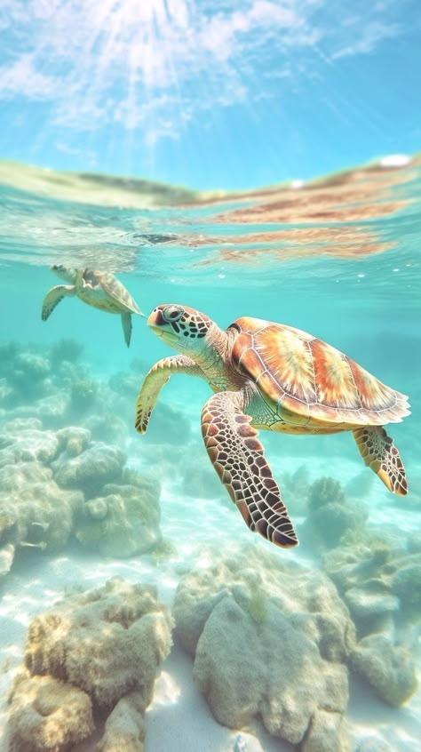 Turtle Pictures, Sea Turtle Pictures, Turtle Wallpaper, Ocean Wildlife, Baby Sea Turtles, Look Wallpaper, Fauna Marina, Turtle Swimming, Underwater Animals