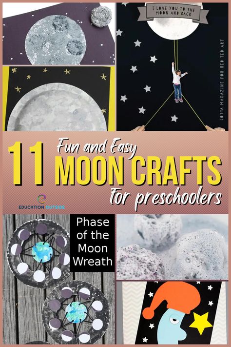 Preschool Moon Crafts, Crescent Moon Craft, Preschool Moon Activities, Moon Activities For Toddlers, Moon Activities For Preschool, Moon Crafts Preschool, Preschool Space Theme, Moon Lessons, Moon Craft