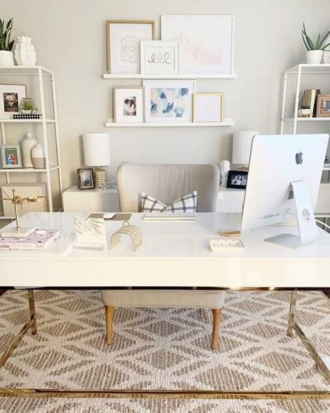 5 Stylish Tips For Working From Home | Stylelista Confessions Lounge Chair Office Work Spaces, Modern Office Artwork, Executive Office Design Female, Girlboss Office, Neutral Home Office, Tan Office, Glam Office Decor, Office Refresh, Office Idea