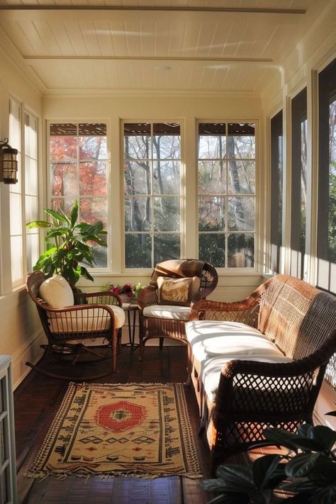 Small Sunroom Addition, Nature Observatory, Cozy Sunroom Decorating Ideas, Cabin Sunroom, Tiny Sunroom, Front Door Portico, Portico Designs, Door Portico, Sunroom Decorating Ideas