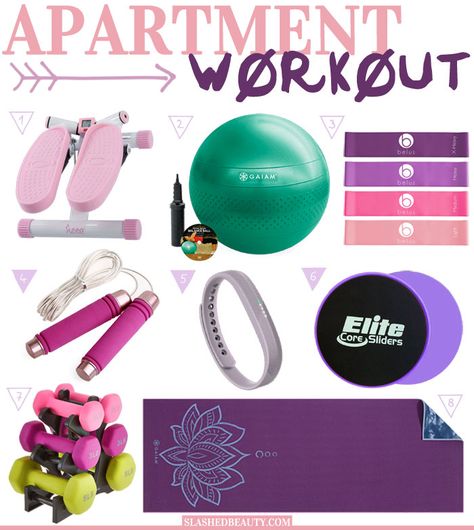 8 Exercise Essentials for Apartment Workouts | Slashed Beauty Apartment Workout, Workout Tools, Exercise Tools, Home Gym Essentials, Workout Room Home, Gym Room At Home, Home Gym Ideas, Workout Room, Workout Space