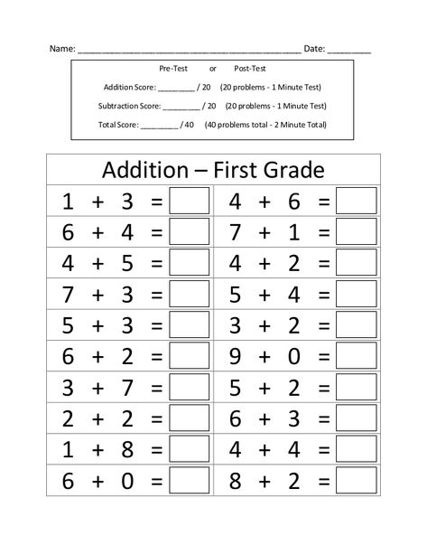 First grade addition subtraction timed test Worksheets 1st Grade, First Grade Addition, Math Board, Free Printable Math Worksheets, Math Subtraction, Addition And Subtraction Worksheets, 1st Grade Math Worksheets, Subtraction Worksheets, Addition Worksheets