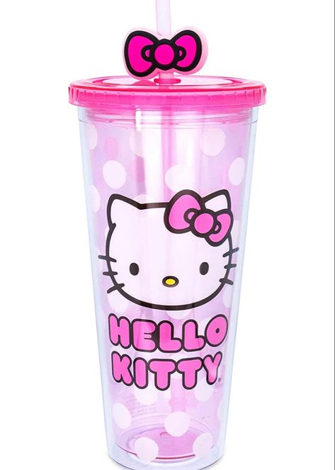 Hello Kitty Tumbler, Hello Kitty Face, Hello Kitty Bow, Charmmy Kitty, Polka Dot Background, Double Wall Tumblers, Hello Kitty Stuff, Kitty Plush, Kitty Stuff