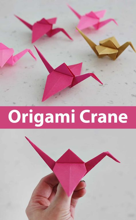 Origami Crane - Childhood Magic Cute Origami Easy Step By Step, Origami Crafts Step By Step, Japanese Origami Tutorials, Origami Tutorial Easy Step By Step, How To Make A Crane Origami, Crane Oragami, Oragami Birds, Origami Crain, Origami Instructions Step By Step