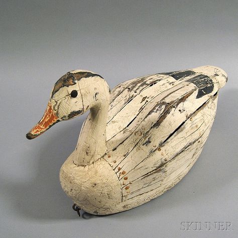 Slat-back Snow Goose Decoy Snow Goose Decoys, Karl Martens, Decoy Carving, Wooden Duck, Snow Goose, Tramp Art, Vintage Duck, Bird Carving, Vintage Folk Art