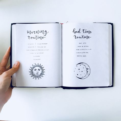 🌞 morning routine & bed time routine 🌛  bullet journal 🖋 burcukkucuk Bujo Morning Routine Page, Bujo Routine Spread, Bullet Journal Routine Layout, Bujo Morning Routine, Bujo Routine, Routine Bujo, Bullet Journal Morning Routine, Morning Routine Bullet Journal, Routine Bullet Journal