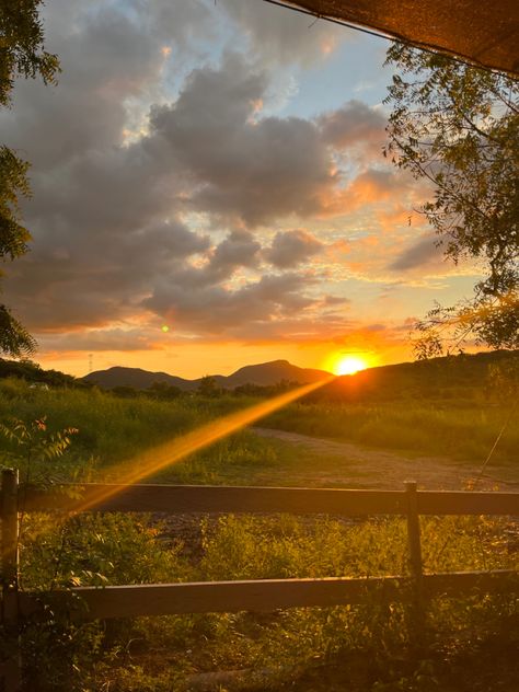 Un atardecer, muchas nubes en el  cielo y un rayo de sol apuntando a la cámara con una cerca blanca Pretty Life, My Core, Ideas De Fondos De Pantalla, One Day, Country Roads, Road, Flowers, Anime, Quick Saves