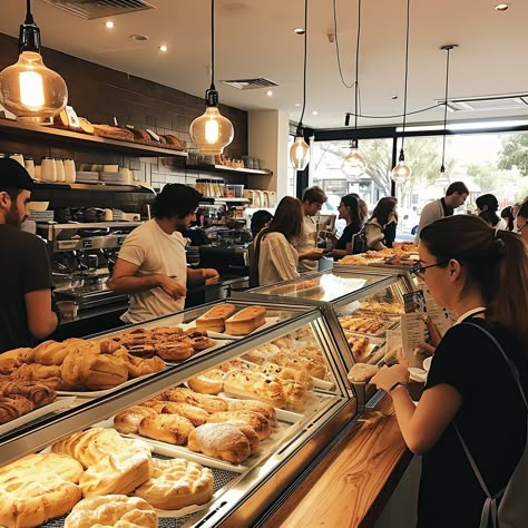 "Bustling #BakeryScene: #Customers queueing at a #localbakery, selecting from an #array of freshly baked #goods and #deliciouspastries.⬇️ #Download and 📝 #Prompt 👉 https://stockcake.com/i/bustling-bakery-scene_150295_19969" Vision Board Bakery Business, Baking Business Vision Board, Working At A Bakery Aesthetic, Bakery Worker Aesthetic, Bakery Owner Aesthetic, Cute Bakery Interior, Pretzel Business, High School Vision Board, 2025 Books