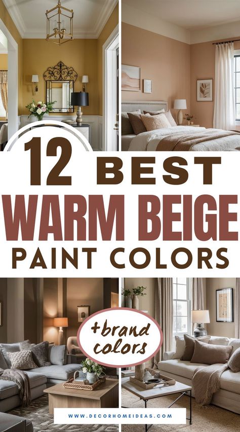 Transform any room into a cozy haven with these 12 warm beige paint colors, each carefully chosen to add a welcoming touch. Explore shades from top brands that blend warmth and versatility, perfect for living rooms, bedrooms, or any space in need of a soft, inviting ambiance. Peanut Butter Paint Color, Soft Tan Paint Colors, Best Light Brown Paint Colors, Manchester Tan Living Room, Tan Living Room Paint, Warm Paint Colors For Bathroom, Tan Paint Colors For Bedroom, Shades Of Beige Wall Colors, Tan Paint Colors For Living Room