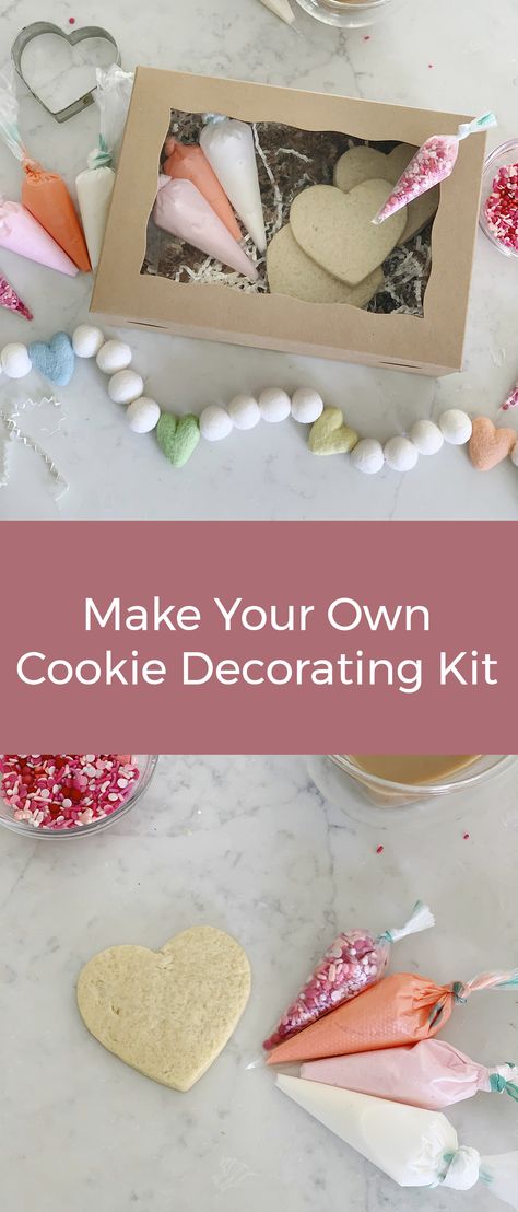 Diy Cookie Decorating Kit, Diy Gingerbread Cookies, Valentine Cookie Kit, Diy Cookie Decorating, Diy Sugar Cookies, Sugar Cookie Kit, Diy Christmas Cookies, Cookie Kits, Valentine Cookies Decorated