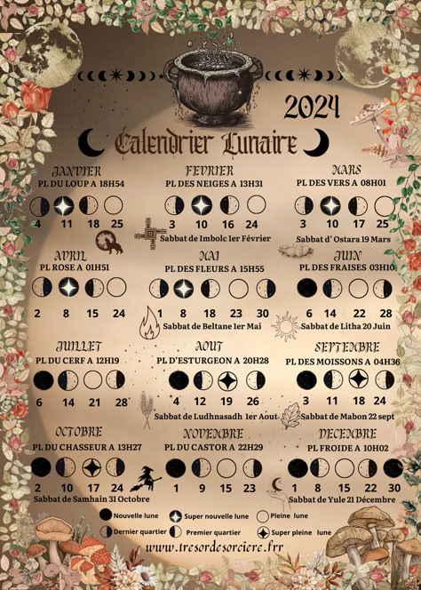 Calendrier lunaire 2024 Lunar Witch, Tarot Astrology, Kitchen Witch, Runes, Reiki, Astrology, Witch, Bullet Journal, Spirituality