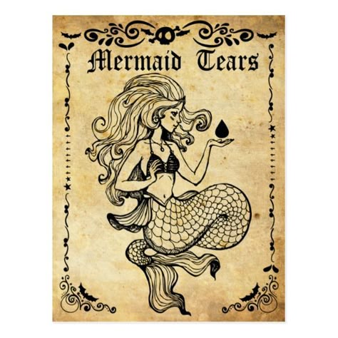 Old postcard mermaid tears vintage label postcard #halloween #holiday #creepyhollow #cards #postage Halloween Apothecary Labels, Halloween Potion, Halloween Potion Bottles, Halloween Apothecary, Potion Labels, Apothecary Labels, Mermaid Sticker, Halloween Bottles, Festa Harry Potter