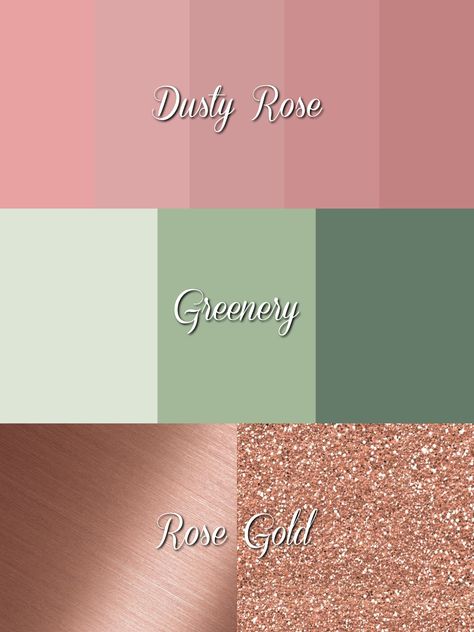 Wedding Color Scheme Rose Gold Matching Colors, Branding Pallette, Rose Gold And Green Wedding, Green And Rose Gold Wedding, Rose Gold Color Palette, Wedding Color Schemes Spring, Pink Green Wedding, Olive Green Weddings, Wedding Color Scheme