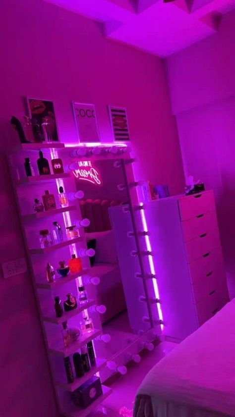 Want a more aesthetic room?...i got you. Visit the link below ⬇️ Small Baddie Room Ideas Bedrooms, Hot Room Decor, Cute Rooms Baddie, Cute Room Ideas Aesthetic Baddie, Baddie Room Inspo For Small Rooms, Glam Room Ideas Bedroom, Dream Rooms Aesthetic Led, Pink Room Ideas For Teens, Led Light Bathroom Ideas