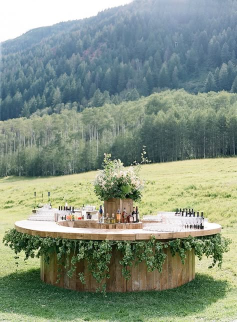 Easton Events, Backyard Wedding Ceremony, Aspen Wedding, Wood Bar, Wedding Bar, Outdoor Bar, Backyard Wedding, Event Venues, Spring Wedding