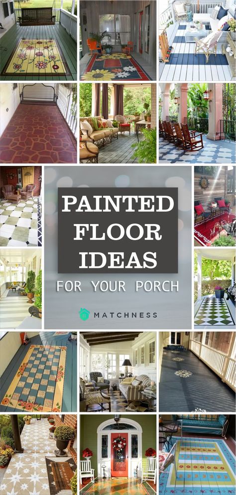 Painted-floor-ideas-for-your-porch1 Painted Deck Floors, Painted Floor Ideas, Stenciled Concrete Floor, Painted Porch Floors, Diy Painted Floors, Paint Concrete Patio, Painted Concrete Steps, Floor Paint Colors, Porch Wood