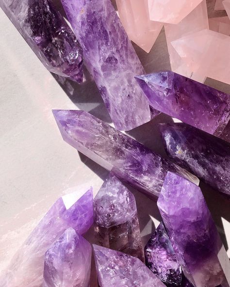 Crystal Druids on Instagram: “[ A M E T H Y S T ] Amethyst Towers” Amethyst Crystal Aesthetic, Amethyst Aesthetic, Amethyst Rock, Crystal Colors, Crystal Aesthetic, Crystal Guide, Spiritual Transformation, Crystals For Sale, Sleep Aid