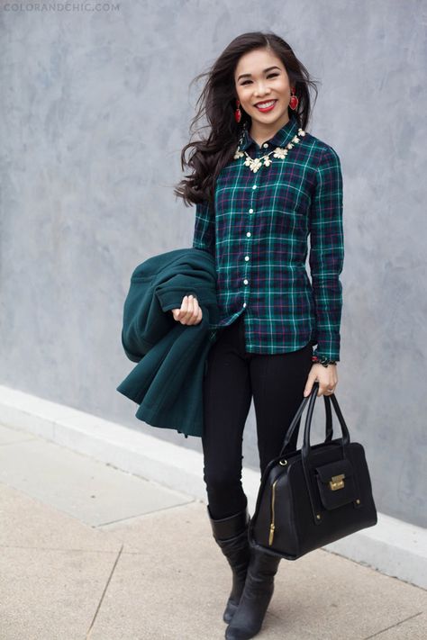 outfit,of,the,day,green,blue,purple,red,j,jcrew,crew,flannel,blouse,top,kendra,scott,selma,earrings,red,anthropologie,winter,style,fashion,phillip,lim,for,target,bag,black,kiel,james,kirkpatrick,bowtie,bracelet,hermes,clic,clac,h,white, Green And Navy Plaid Shirt Outfits, Green And Blue Plaid Shirt Outfit, Checkered Blouse Outfit, Red Black Plaid Shirt Outfit, Green Plaid Shirt Outfit, Black Watch Tartan Outfit, Red And Black Plaid Outfits For Women, Plaid Shirt Dress Outfit, Plaid Top Outfit