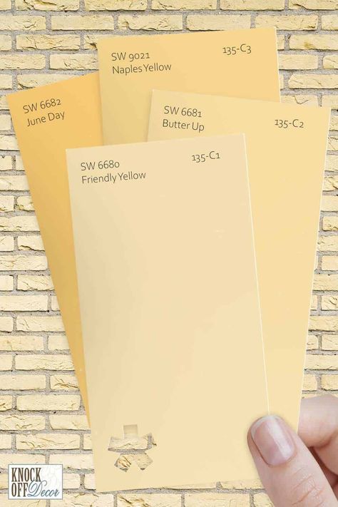 Peachy Yellow Paint, Country Yellow Paint Colors, Dusty Yellow Paint, Buttercup Paint Color, Best Yellow Wall Color, Pastel Yellow Furniture, Sherwin Williams Yellow Bedroom, Sherwin Williams Soft Yellow Paint Colors, Sherman Williams Yellow Paint Colors