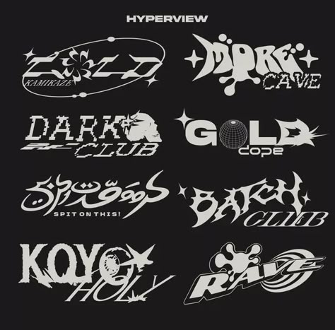 I will design y2k street style logo for your brand Edgy Logo Design Inspiration, Grunge Typeface, Clothing Brand Logo Ideas Graphics, Graffiti Font Alphabet, Words Graffiti, Graffiti Font Style, Free Graffiti Fonts, Y2k Fonts, Shirt Designs Ideas