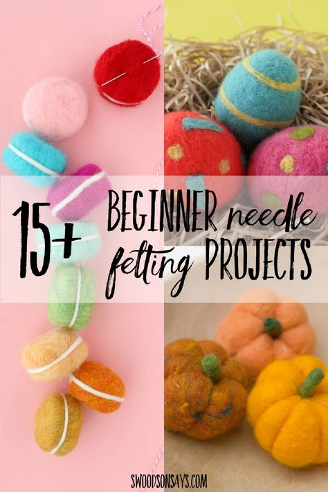 How To Do Wool Felting, Needle Felting Garland Diy, Felted Wool Gifts, Halloween Needle Felting Projects, Wool Felting For Beginners, Needle Felting On Styrofoam Balls, Learn Needle Felting, Beginning Felting Projects, Diy Felting Tutorials