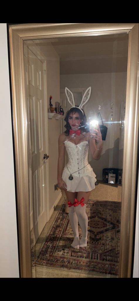 Cute Bunny Costume Halloween, White Dress Disney Outfit, Mr Rabbit Alice In Wonderland Costume, Easter Halloween Costume, Cashire Cat Alice In Wonderland Costume, White Rabbit Halloween Makeup, Brown Bunny Costume, Hot Alice In Wonderland Costume, Halloween Costumes White Rabbit