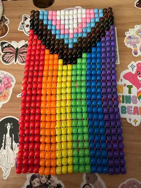 Scene Kandi, Progress Pride Flag, Bracelets Kandi, Pony Bead Projects, Kandi Cuff Patterns, Kandi Beads, Diy Kandi Bracelets, Pony Bead Bracelets, Kandi Inspo