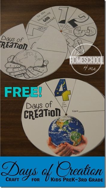 FREE Day sof Creation craft for kids - includes both color and black and white free printable for an easy Sunday School craft for toddler, preschool, prek kindergarten, first grade, 2nd grade kids. Days Of Creation Activities, Days Of Creation Craft, Creation Activities, 7 Days Of Creation, Creation Bible, School Crafts For Kids, Bible Story Crafts, Sabbath School, Days Of Creation