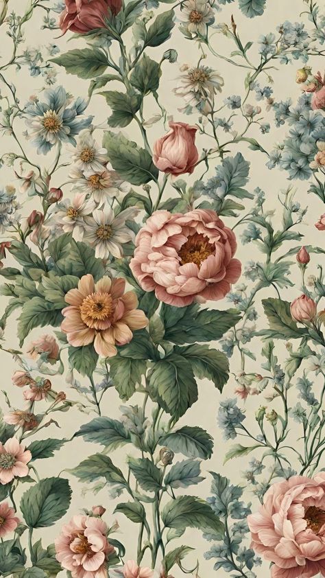 Floral Notepad, Victorian Wallpaper, Vintage Floral Wallpapers, Vintage Flowers Wallpaper, Unique Illustration, Flowers Wallpapers, Diy Boho, Victorian Flowers, Flower Background Wallpaper