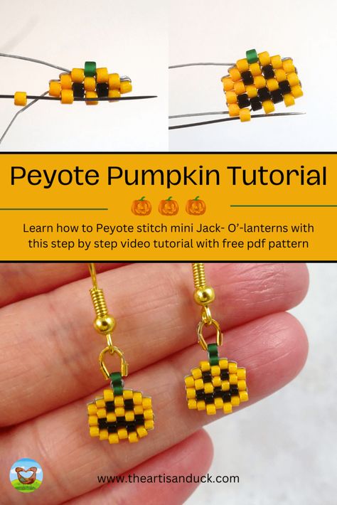 Beaded Ghost Pattern, Brick Beading Tutorial, Free Seed Bead Patterns Tutorials, Brick Stitch Halloween Earrings, Seed Bead Jewelry Patterns Free, Fall Seed Bead Earrings, Diy Halloween Earrings, Delica Beads Patterns, Diy Earrings Beads