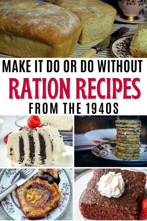 1940s Recipes, Ww2 Recipes, Ration Recipes, Pioneer Recipes, Vintage Desserts, Wartime Recipes, Food Rations, Frugal Cooking, Historical Recipes