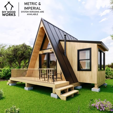 A-Frame Cabin Plans with Tinyhouse Floor Plan – Build Your Dream Vacation Tiny House with These Detailed A-Frame Blueprints Dunlap Hollow A Frame, Tiny House A Frame Plans, Cabin Plans With Loft 3 Bedroom, A Frame Cabin With Loft, Simple A Frame Cabin, Pallet House Cabins, 800 Sq Ft House Plans Open Floor, Double A Frame House, Tiny House A Frame