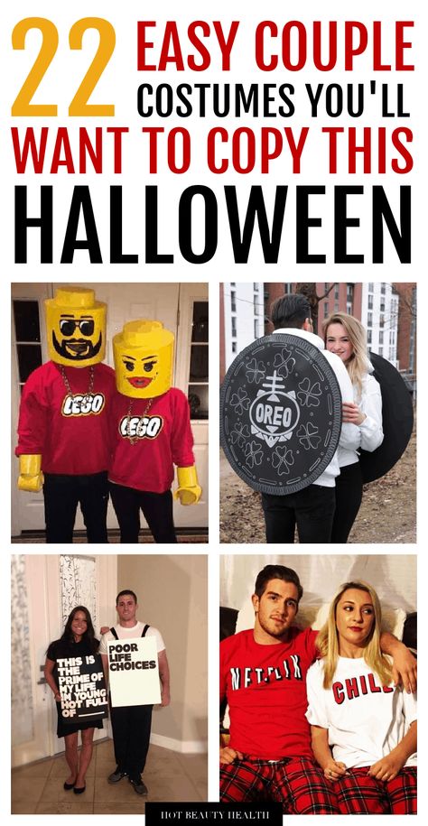 Easy Halloween Couple Costumes, Clever Couple Costumes, Costume Halloween Duo, Easy Diy Couples Costumes, Last Minute Couples Costumes, Last Minute Kostüm, Easy Couple Halloween Costumes, Easy Couples Costumes, Couple Costume Ideas