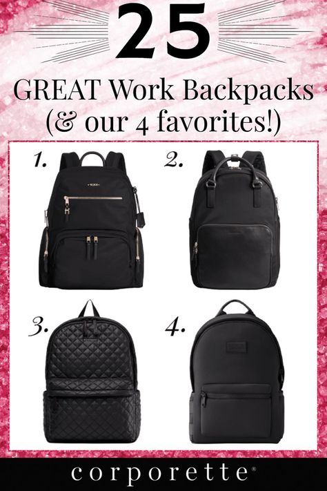 We've discussed whether you're Team Tote or Team Backpack -- so now we're rounding up 30+ of the best work backpacks (with laptop sleeves, trolley sleeves, and more!) -- as well as our 4 favorites. Which are your favorite backpacks for work? Work Backpacks For Women, Work Bookbag For Women, Professional Backpack Women, Womens Work Backpack, Womens Laptop Backpack, Backpack Outfits Women, Commuter Backpack Women, Stylish Backpacks For Women, Work Backpack Women