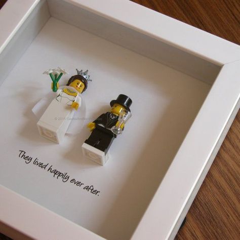 Art frame feature two LEGO®️️ minifigures, Bride and Groom with the a quote: ‘They lived happily ever after beneath. Its the perfect gift for Gift Idea Aesthetic, Gift Ideas Aesthetic, Lego Wedding, Homemade Wedding Gifts, Gifts Aesthetic, Aesthetic Gifts, Idea Aesthetic, Wedding Gifts For Bride And Groom, Gift Aesthetic