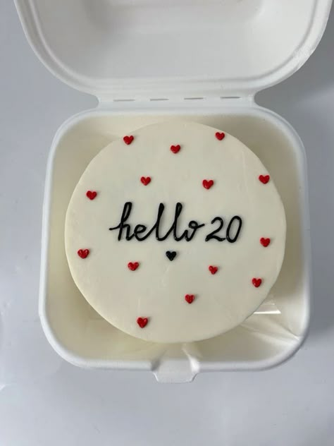 Mini Cake 20 Birthday, 20th Birthday Bento Cake Ideas, Mini Cakes 20th Birthday, 20 Bday Cake Aesthetic, Hello 20 Birthday Cake, Birthday Cake Ideas For 20th Birthday, Twenty Cake Birthday, Bento Cake 20th Birthday, 20 Birthday Cake Aesthetic