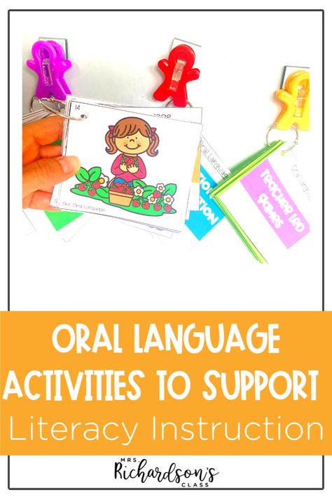 Build a strong foundation for reading comprehension with ideas for engaging oral language activities for kindergarten, 1st grade, and 2nd grade students! Learn how reading comprehension and oral language development are connected and why oral language activities are important. Language Lesson Plans For Preschool, Oral Language Activities Kindergarten, Speech Classroom, Language Activities Preschool, Expressive Language Activities, Structured Teaching, Oral Language Activities, Oral Communication, Language Development Activities