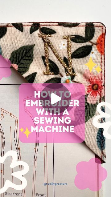 How to Embroider with a regular Sewing Machine! My recent bookmark reel went viral and I had a lot of questions asking how to do the embr... | Instagram How To Monogram With Sewing Machine, Embroider With Sewing Machine, How To Machine Embroidery, Embroidery Sewing Machine Projects, Embroidery With A Sewing Machine, Embroidery On Sewing Machine, How To Embroider With Sewing Machine, How To Do Embroidery, Embroidery With Sewing Machine