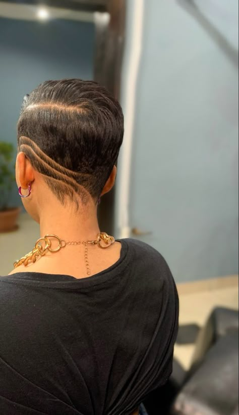 Black Women Undercut Hairstyles, Braids With Shaved Back, Skunk Stripe Pixie Cut, Short Black Haircuts, Finger Waves Short Hair, Short Relaxed Hairstyles, Short Hair Designs, Short Shaved Hairstyles, Shaved Side Hairstyles