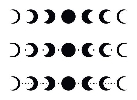 Moon phases silhouettes with stars. blac... | Premium Vector #Freepik #vector #background #poster #calendar #abstract Phases Of The Moon Sketch, Simple Moon Phases Drawing, Wrist Moon Phases Tattoo, Moon Phase Drawing Simple, Simple Moon Phases Tattoo Outline, Moon Phases With Stars Tattoo, Moon Phases Tattoo Stencil, Stages Of Moon Tattoo, Phase Of The Moon Tattoo