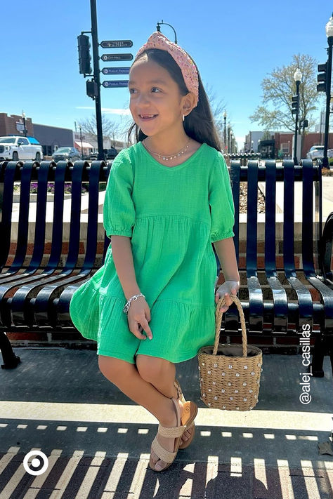 Outfits For Girls Kids, Green Spring Dress, Modest Girls Clothes, Kids Dress Clothes, Cute Easter Outfits, Kids Outfits Daughters, Family Brunch, Girls Summer Dress, Beachy Outfits