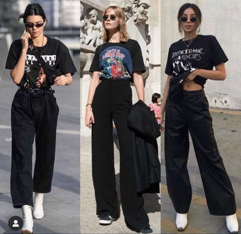 Black Tshirt Outfit, Black Outfit Edgy, Concert Ootd, Sofia Boutella, Boyish Outfits, Looks Country, Oversized Outfit, Casual Day Outfits, Elegante Casual