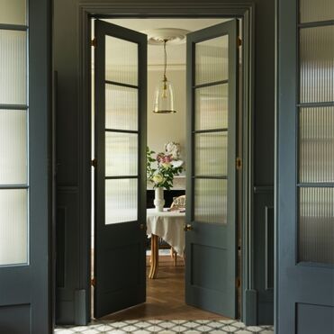 Reeded Window, Dark Moody Interior, Library Doors, Interior Design Cottage, Interior Textures, Reeded Glass, Pretty Bathrooms, Glass French Doors, Glass Interior