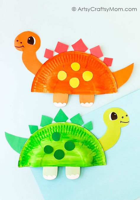 Paper Plate Dinosaur Craft, Paper Plate Dinosaur, Dinosaur Crafts Preschool, Dino Craft, Dinosaur Craft, Preschool Art Projects, Paper Plate Crafts For Kids, Dinosaur Activities, Toddler Arts And Crafts