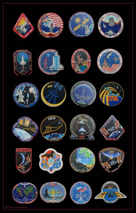 NASA mission logo's Printed oversize on foam core by NASA This set hung in the LCC (Launch Control Center) Kennedy Space Center Nasa Badge, Nasa Design, Space Badge, Space Patches, Cape Canaveral Florida, Launch Control, Space Patch, Apollo Space Program, Nasa Space Program