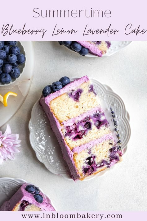 Lavender Cake Recipe, Lemon Lavender Cake, Blueberry Lemon Cake Recipe, Blueberry Frosting, Lavender Cake, Lemon Cream Cheese Frosting, Blueberry Cake Recipes, Torte Cupcake, Blueberry Lemon Cake