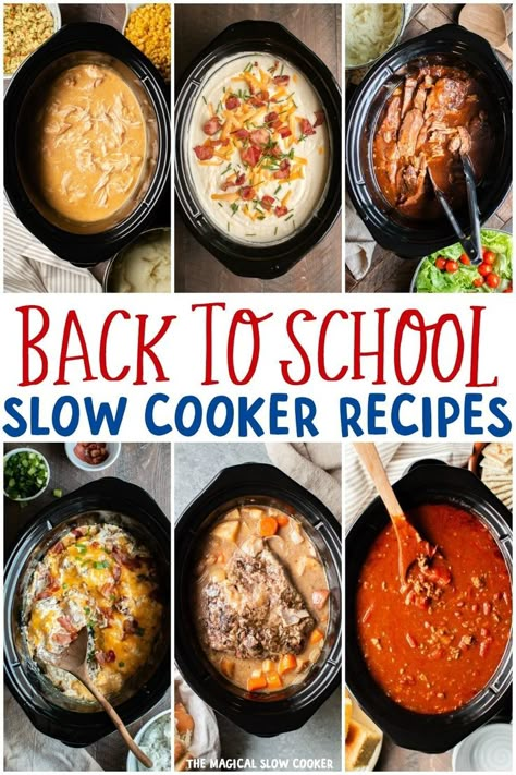 Oct 16, 2019 - It's already that time again! Get that crockpot out and ready for these back to school slow cooker dinners! Dinner Ideas For Family Of 5 Easy Meals, Call Crockpot Recipes, Style It With Trix Recipes, 8hr Crockpot Recipes Dinners, Fall Dinners Crockpot, Super Easy Crockpot Dinners, Kid Approved Crockpot Meals, Family Friendly Crockpot Meals, Easy Fall Crockpot Recipes