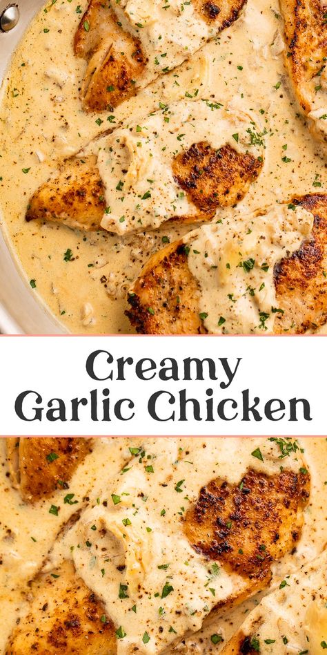 Garlic Chicken Breast Recipes, 40 Aprons, Creamy Chicken Recipes, Chicken Tenderloin Recipes, Creamy Garlic Chicken, Creamy Garlic Sauce, Crockpot Pork, Health Dinner Recipes, Creamy Garlic